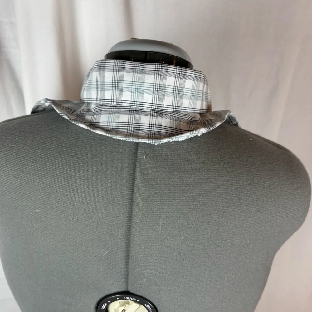 Bib For Adult | Handcrafted Dignity Cover | Beige Plaid Button-Up  | 19
